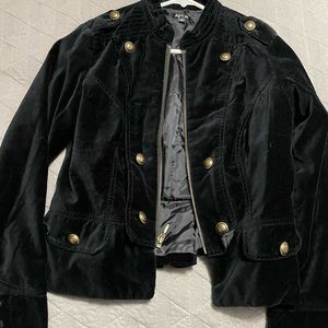 Black velvet military style blazer jacket.